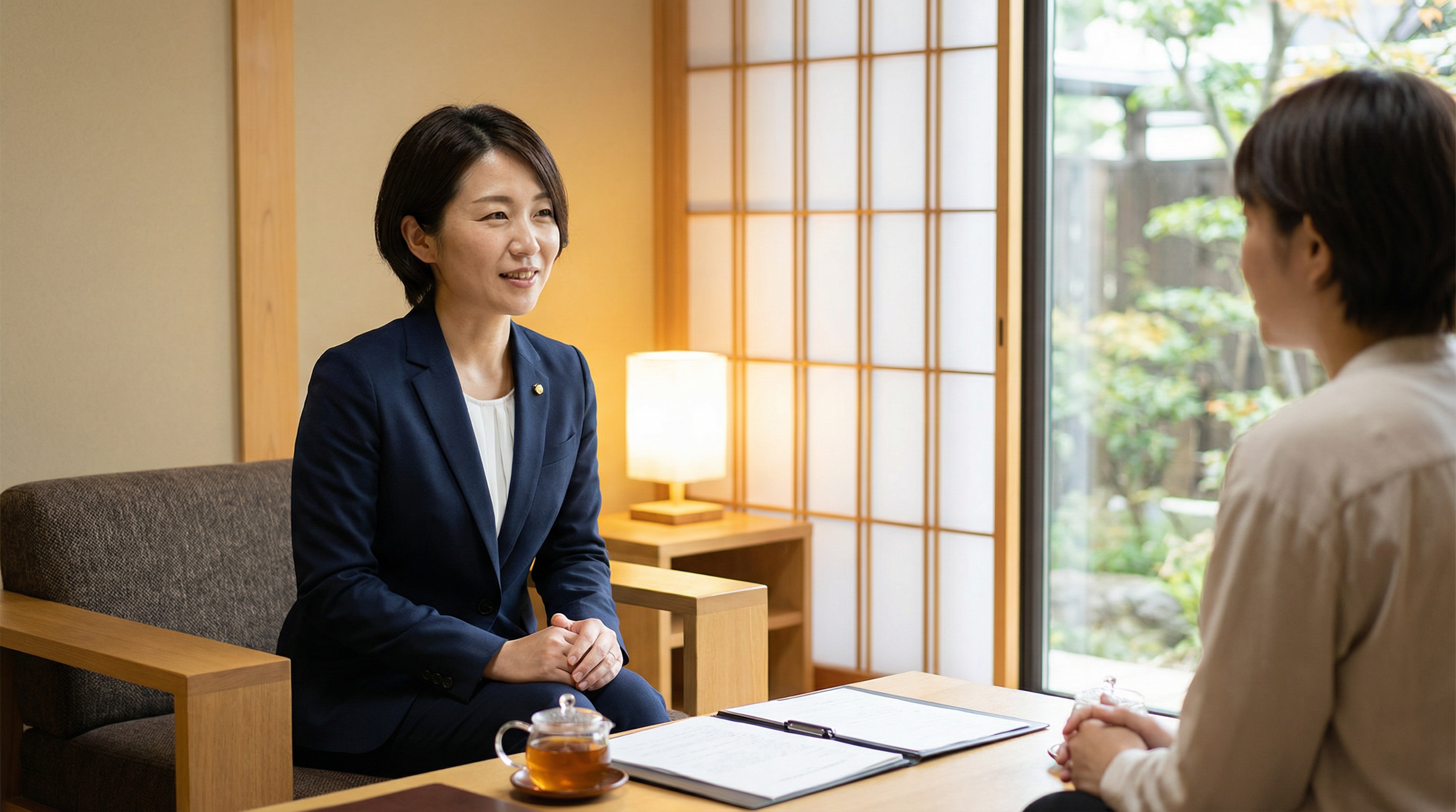 Lawyer consulting with client